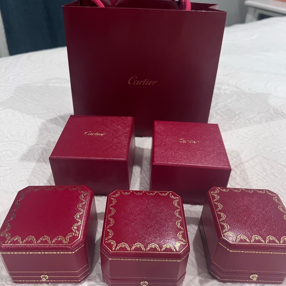 Cartier Red Jewelry Boxes Set